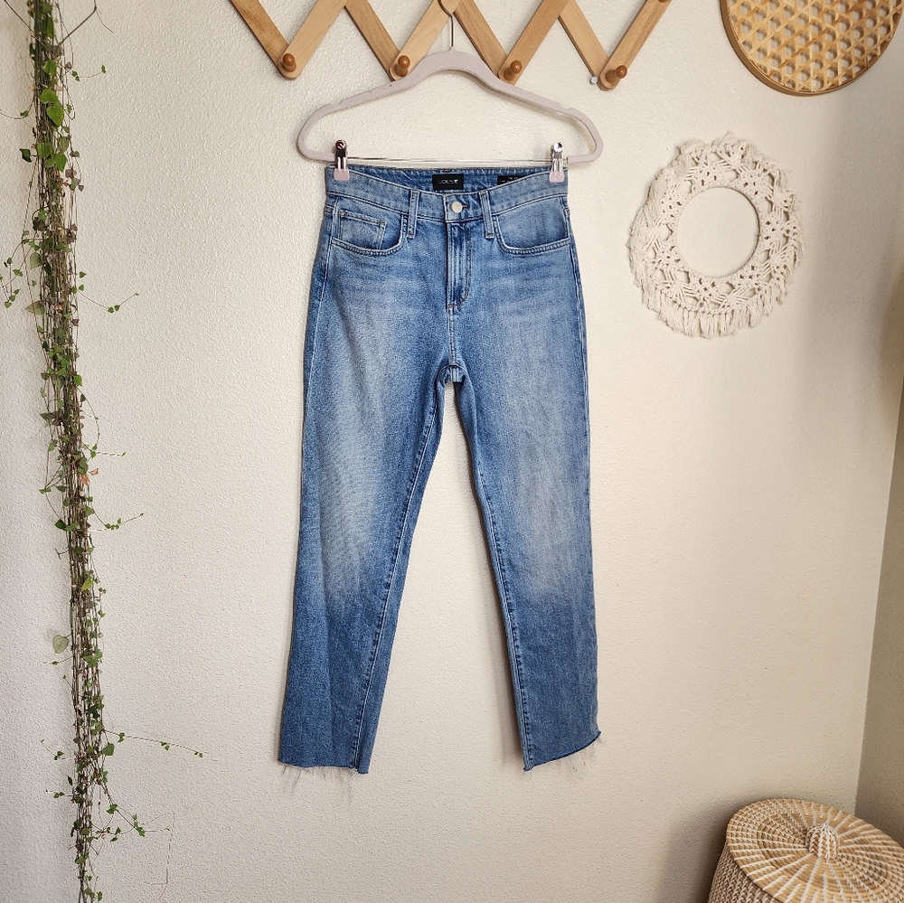 Joe's The Lara Mid Rise Cigarette Ankle Jeans Women's 27 Blue Raw Hem Acid Wash